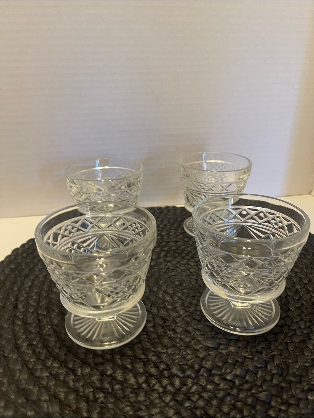 1950s Hazel Atlas Set of 4 Pressed Glass Dessert Cups big top peanut butter